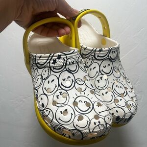 CROCS Smiley Face Sandals - Yellow and White